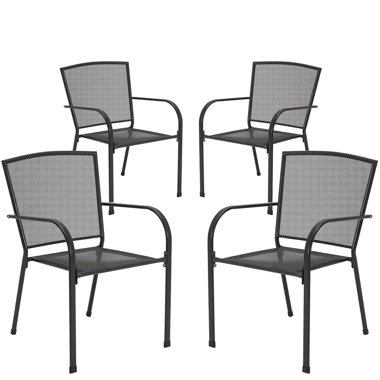 AECOJOY Metal Outdoor Chairs Set of 4, Stackable Patio Dining Chairs ...