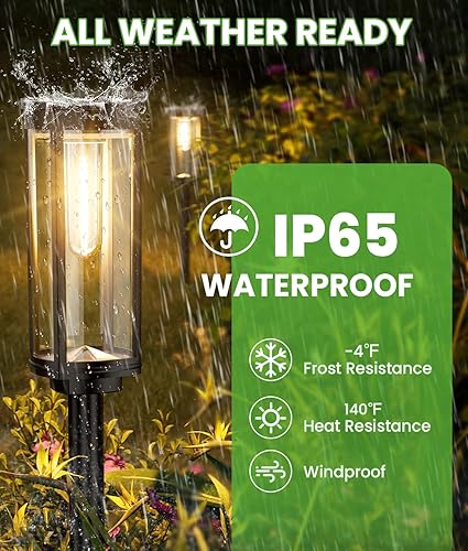 Miniatura 6 de BITPOTT Luces solares brillantes para exteriores, paquete de 6, luces de camino solares impermeables IP65, iluminación de paisaje para pasillos con