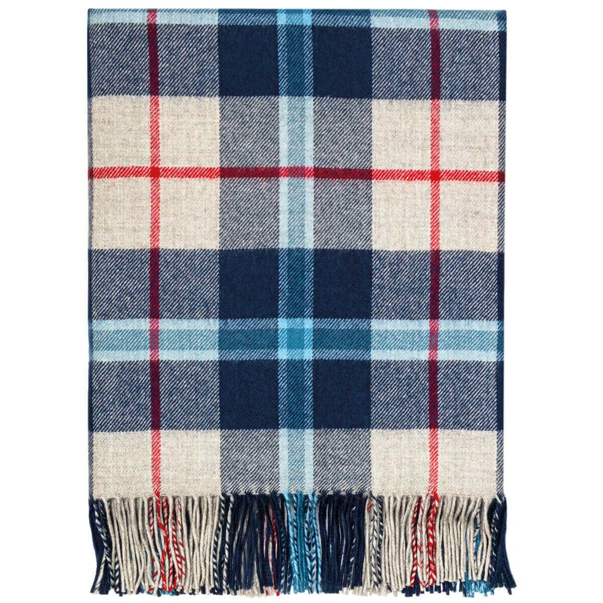 Braw Clans Tartans Douglas Navy 100% Lambswool Blanket Made In Scotland, Authentic Scottish Craftsmanship, Large Blanket 55" X 70" - Tartan