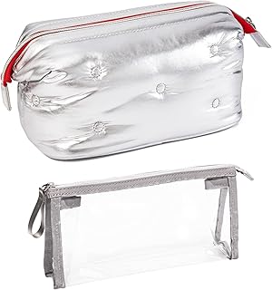 Large Cosmetic Bag, Waterproof Make Up Pouch Travel Cosmetic Organizer, Toiletry Bag for Women/Men, Large Capacity Portable Cosmetic Bag Storage Organizer,Travel Cosmetic Organizer(Silver)