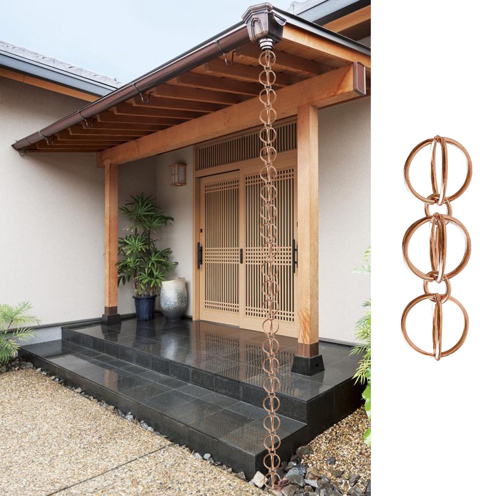 YNBSHGAA Metal Ornamental Gutter Rain Chain, Modern Double Loop Design for Effective Eaves Drainage, Durable Alternative Downspout Solution,Style2-2.6m (8.5ft)