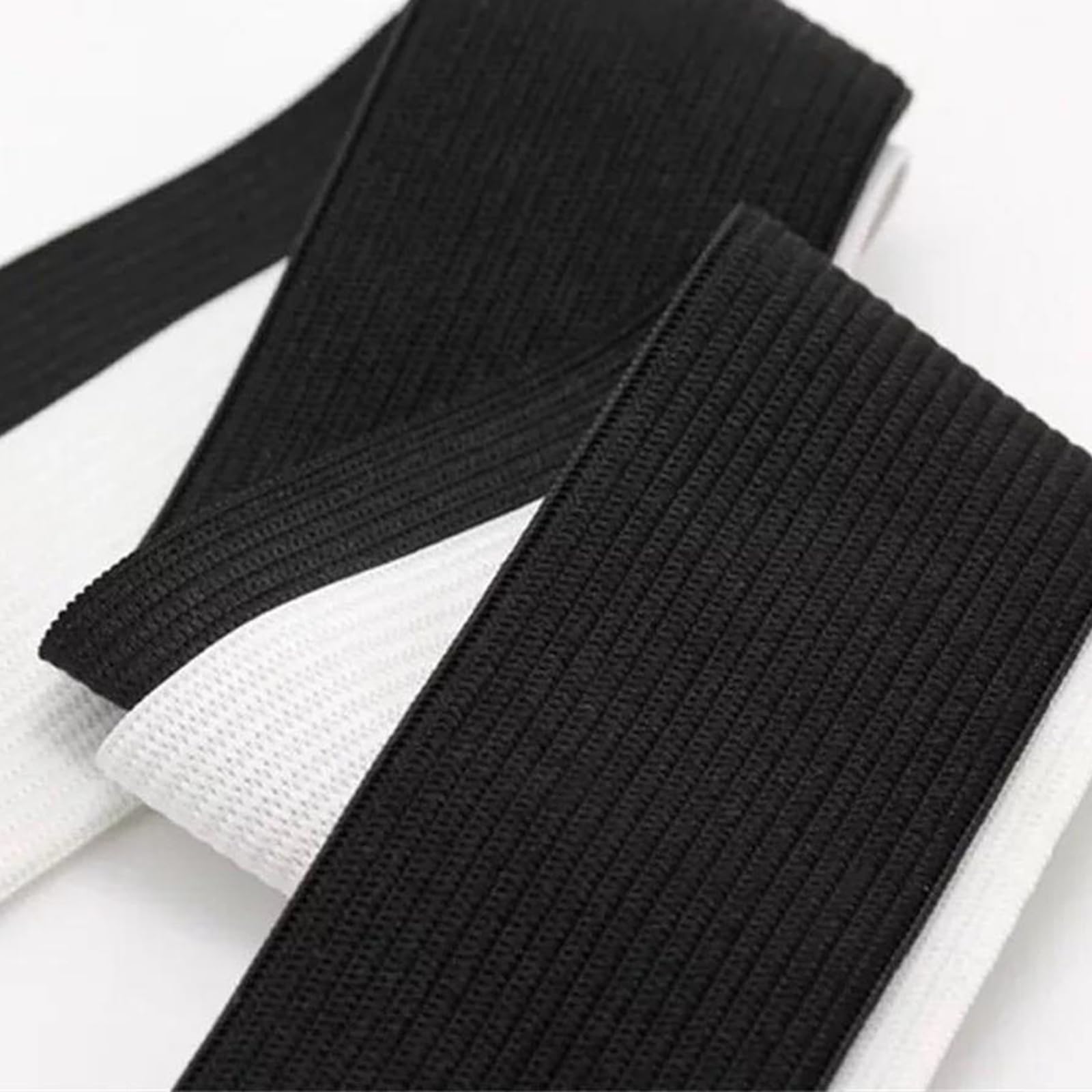 Bandas elásticas Banda elástica ancha y plana Goma de nailon plana de 5 metros, de 10 a 50 mm, color blanco y negro, for costura, bricolaje, ropa, pantalones, bolsos y accesorios. Blanco, 50 mm.(White