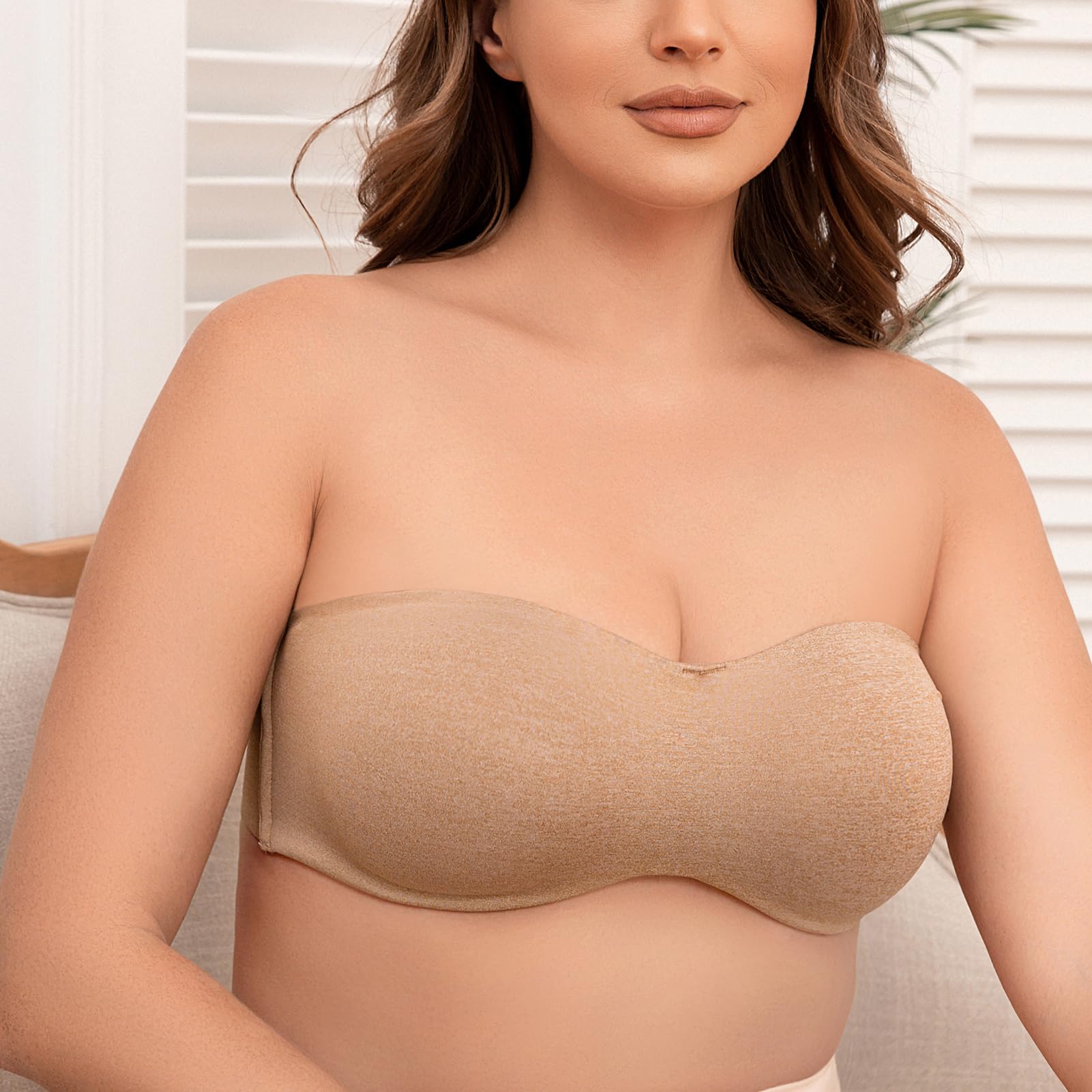 MELENECA Women's Strapless Minimizer Multiway for Large Bust Unlined Seemless Underwire Bandeau Bra — view 8