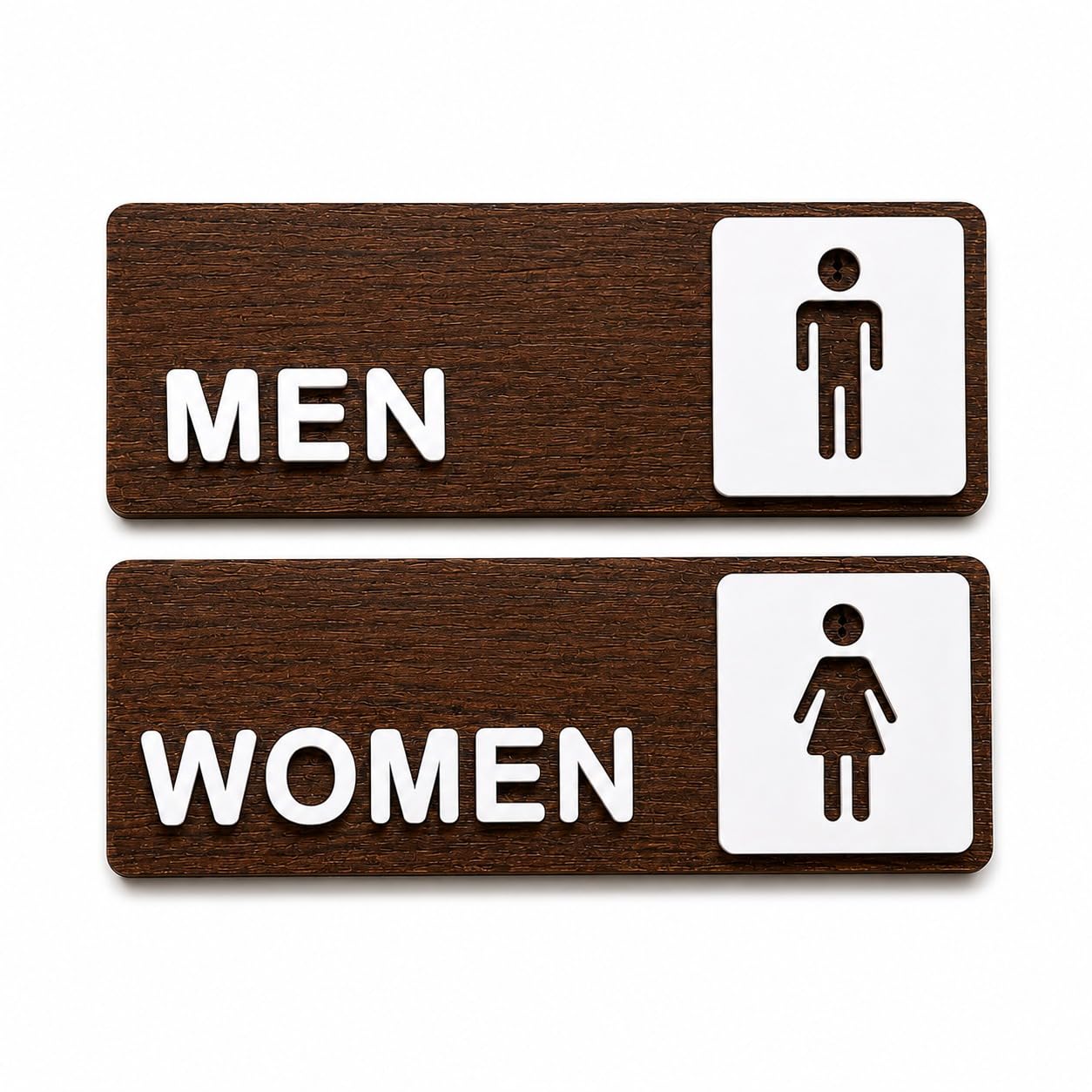 MDF Men & Women Restroom Sign Set, 20 x 7.3 cm, Dark Walnut | Self Adhesive Waterproof MDF Sign-image-17