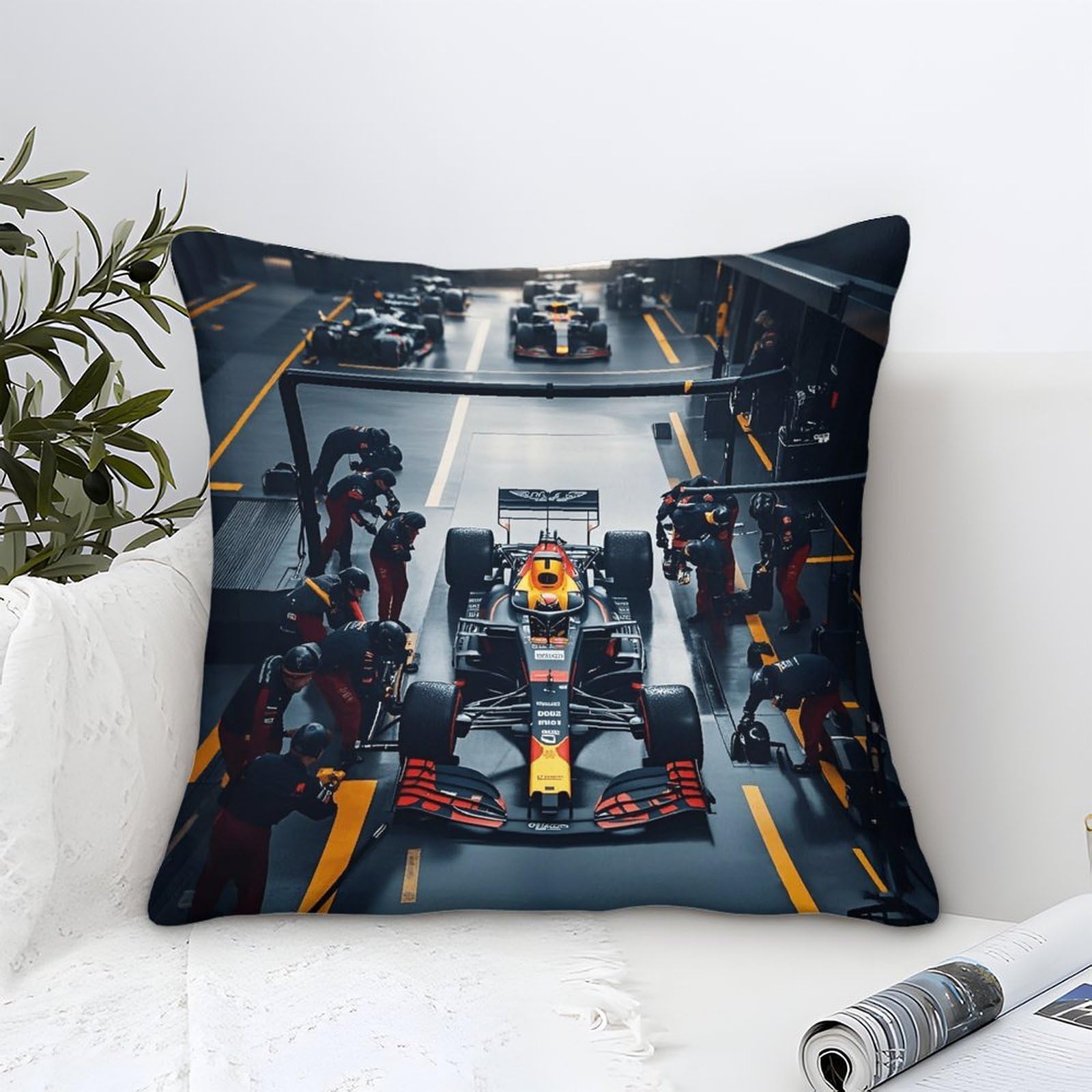 Xiaopangxy Formulaa Racing-12 Formulaa Racing Themed Microfiber Cushion Cover, 50X50cm Pit Stop Decorative Square Throw Pillow Case For Couch Livingroom Sofa Bed