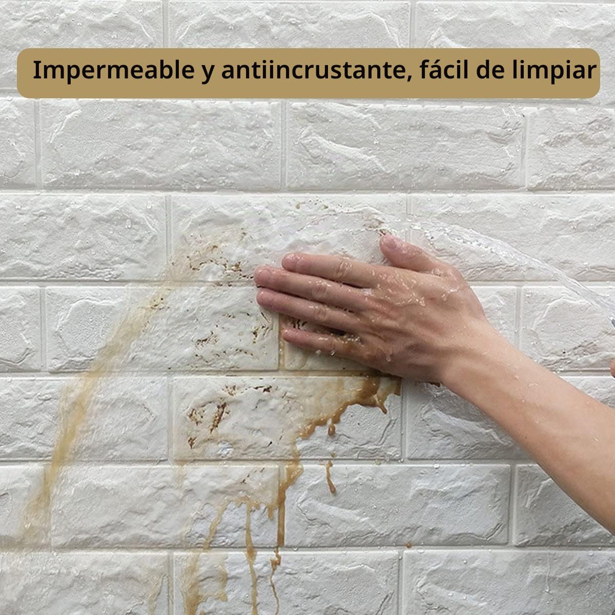 Papel Pintado Autoadhesivo 3D Pared - Efecto Ladrillo de Piedra, Impermeable Grueso Pegatina de Pared, Espuma de Polietileno, para Cuarto de Baño, Dormitorio y Cocina (Blanco, 0.7m x 20m)