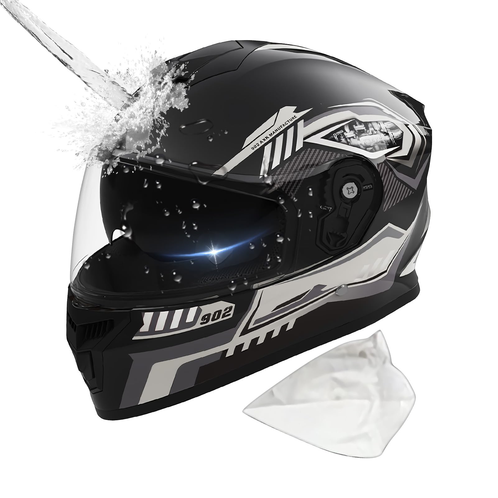 Casque Intégral De Moto - Verres À Double Couche avec Pare-Soleil Intégrés, Livré avec Un Protège-Nuque Coupe-Vent Amovible Et Un Sac Anti-poussière pour La Conduite en Hiver Ski Scooter Moto Cross