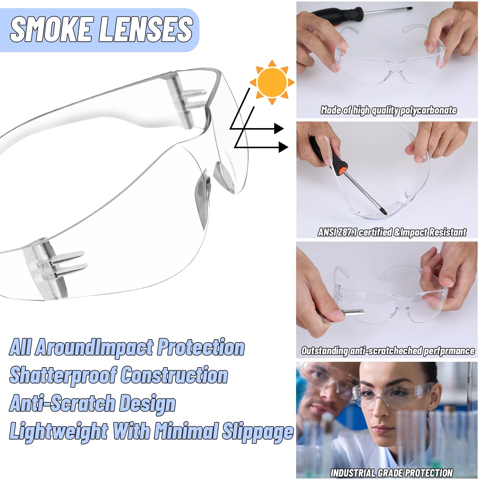 Bulk Safety Glasses - ANSI Z87.1 Protection -4