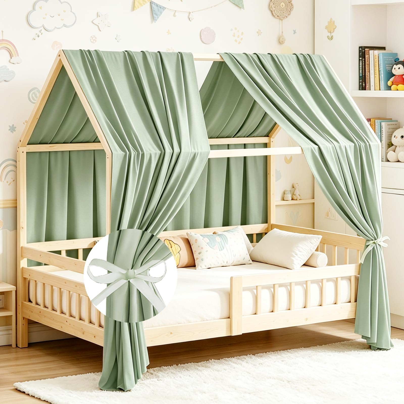 Bocguy Tende per letto a soppalco, 2 pezzi mussola, 350x135 cm, per lettini a casetta bambini