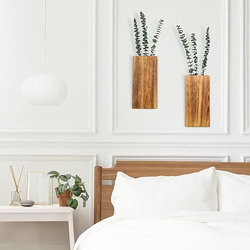 Miniatura 4 de YYDBIAP Macetero de madera para pared, paquete de 2 soportes para plantas de interior para flores secas artificiales y vegetación decorativa,