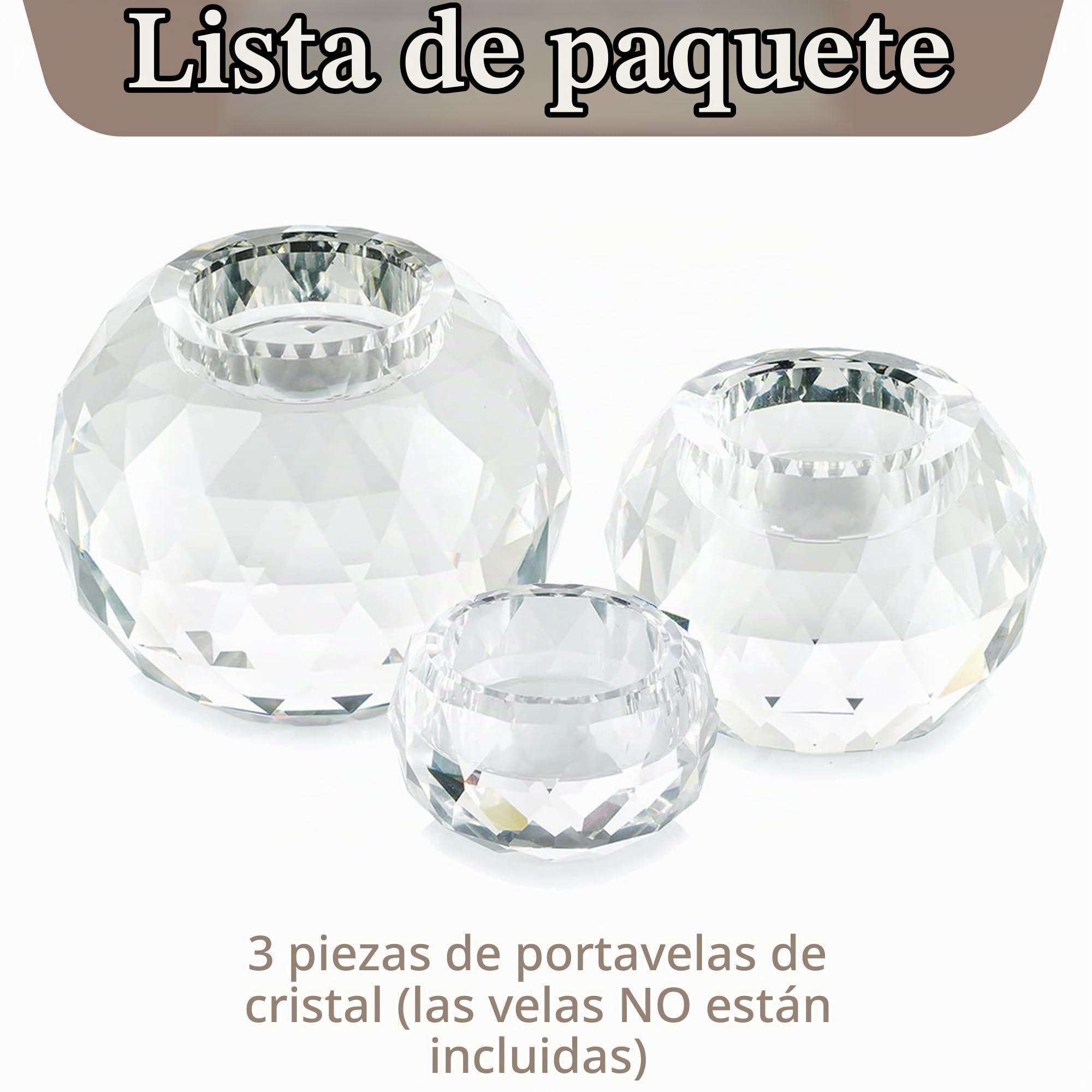 Sziqiqi Juego de 3 Candelabros de Bola de Cristal, Portavelas de Velas Pequeñas de Vidrio Transparente para Navidad Ceremonia Decoración del Hogar de Mesa Regalo de Inauguración