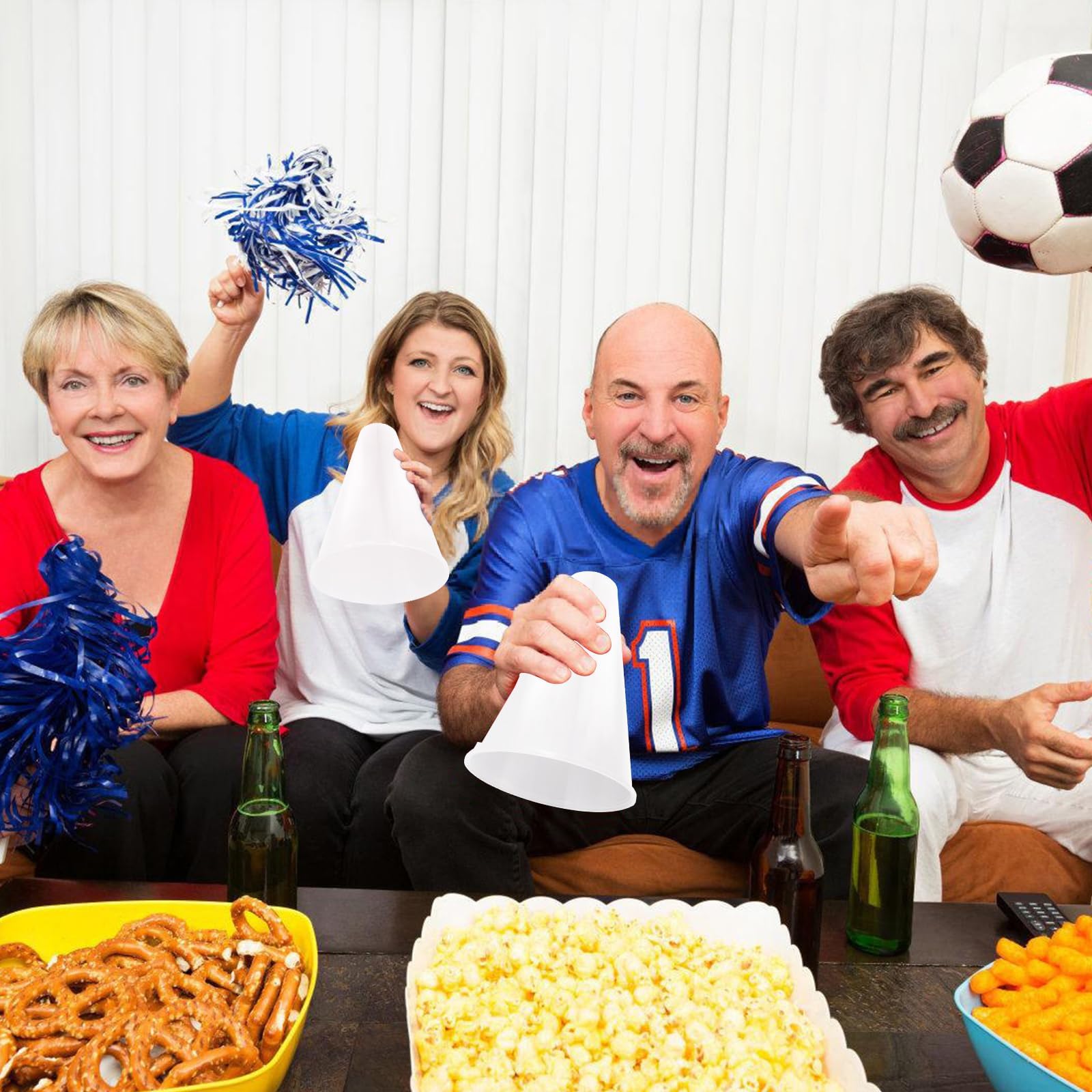 Lot de 16 mégaphones Cheer en plastique pour fête, école, activités de plein air, jeux de match (16, blanc)