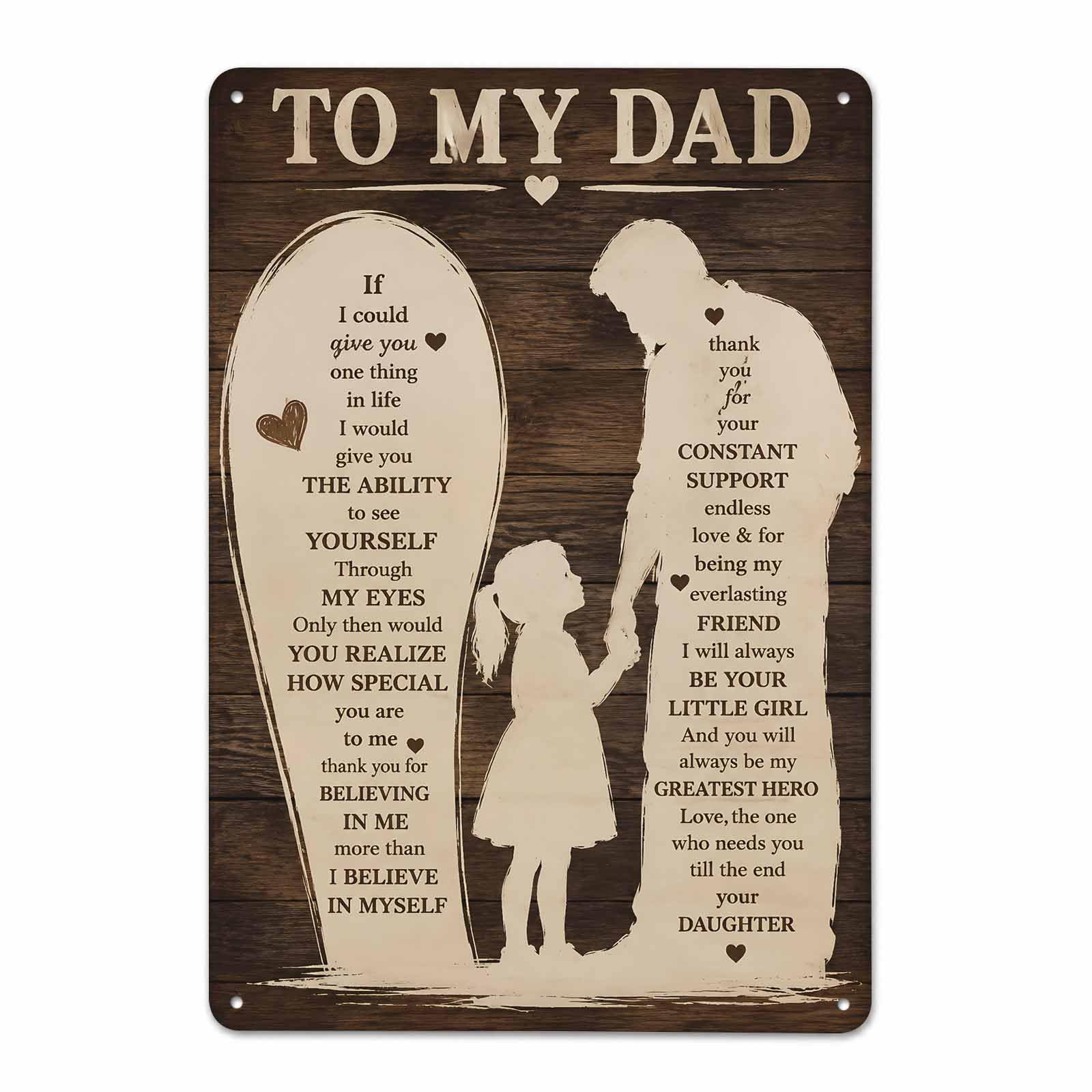Gsrony Boys Type23 To My Dad From Daughter Silhouette Vintage Metal Tin Sign 8X12,Waterproof