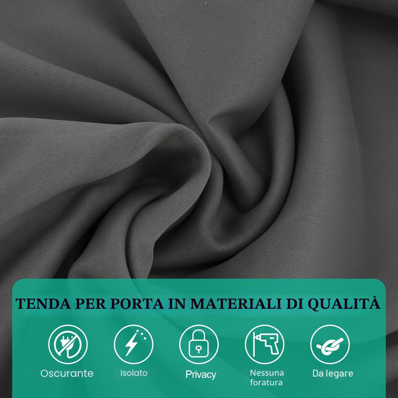 Gugxiom Tenda per porta anteriore, 66 x 173 cm, tenda per porta francese, con fascia, per porta anteriore, per soggiorno, bagno (grigio)