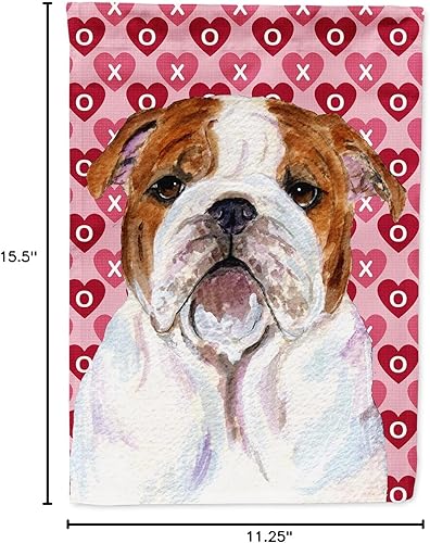 Miniatura 8 de Caroline's Treasures SS4484GF Bandera de jardín con diseño de bulldog inglés y corazones para el Día de San Valentín, bandera decorativa para patio