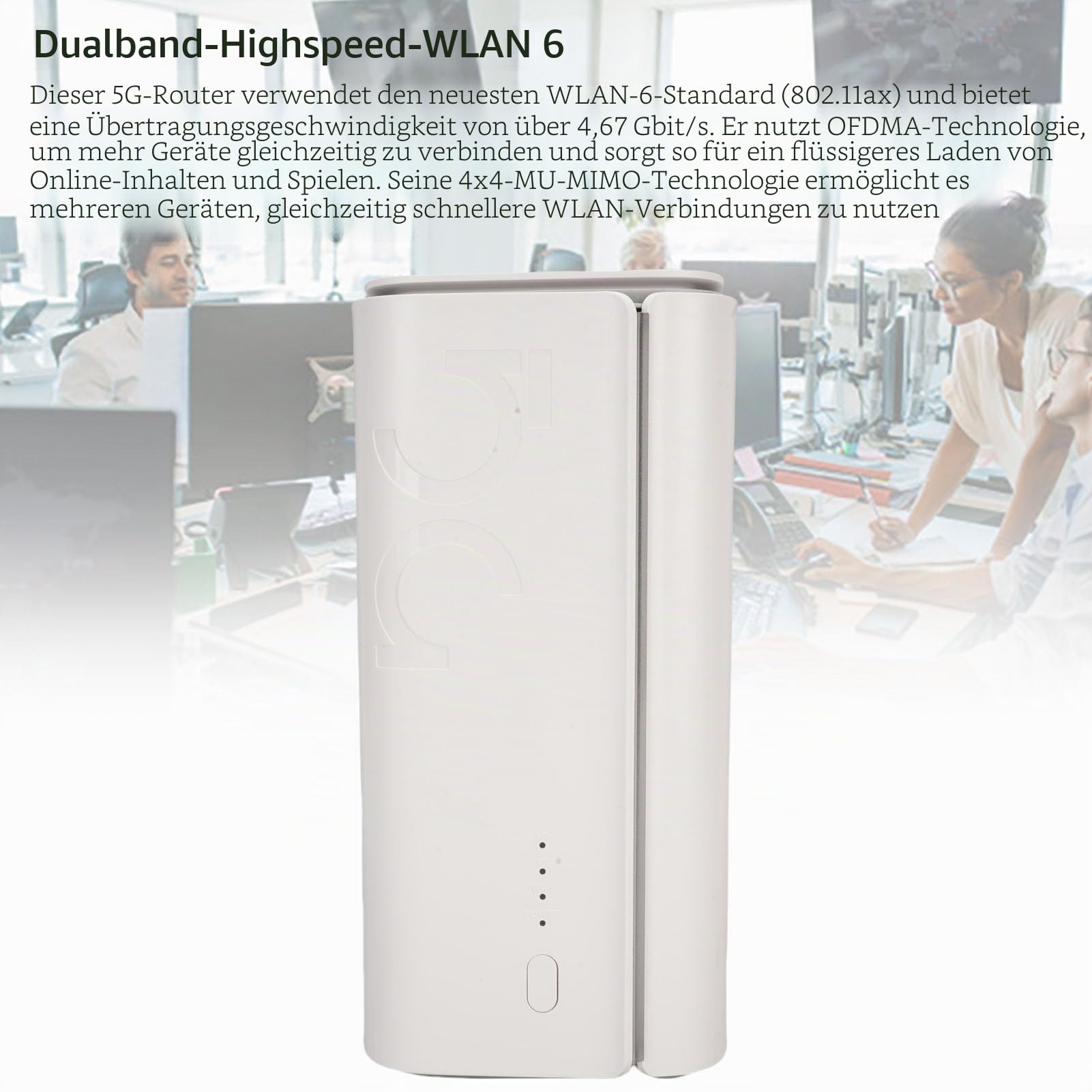 ciciglow 5G CPE -Router mit SIM -Kartensteckplatz, Tragbarer Mobilfunkrouter, Drahtloser Router mit WLAN 6 -Mesh -System für Home Office Indoor Wireless Internet (EU-Stecker)