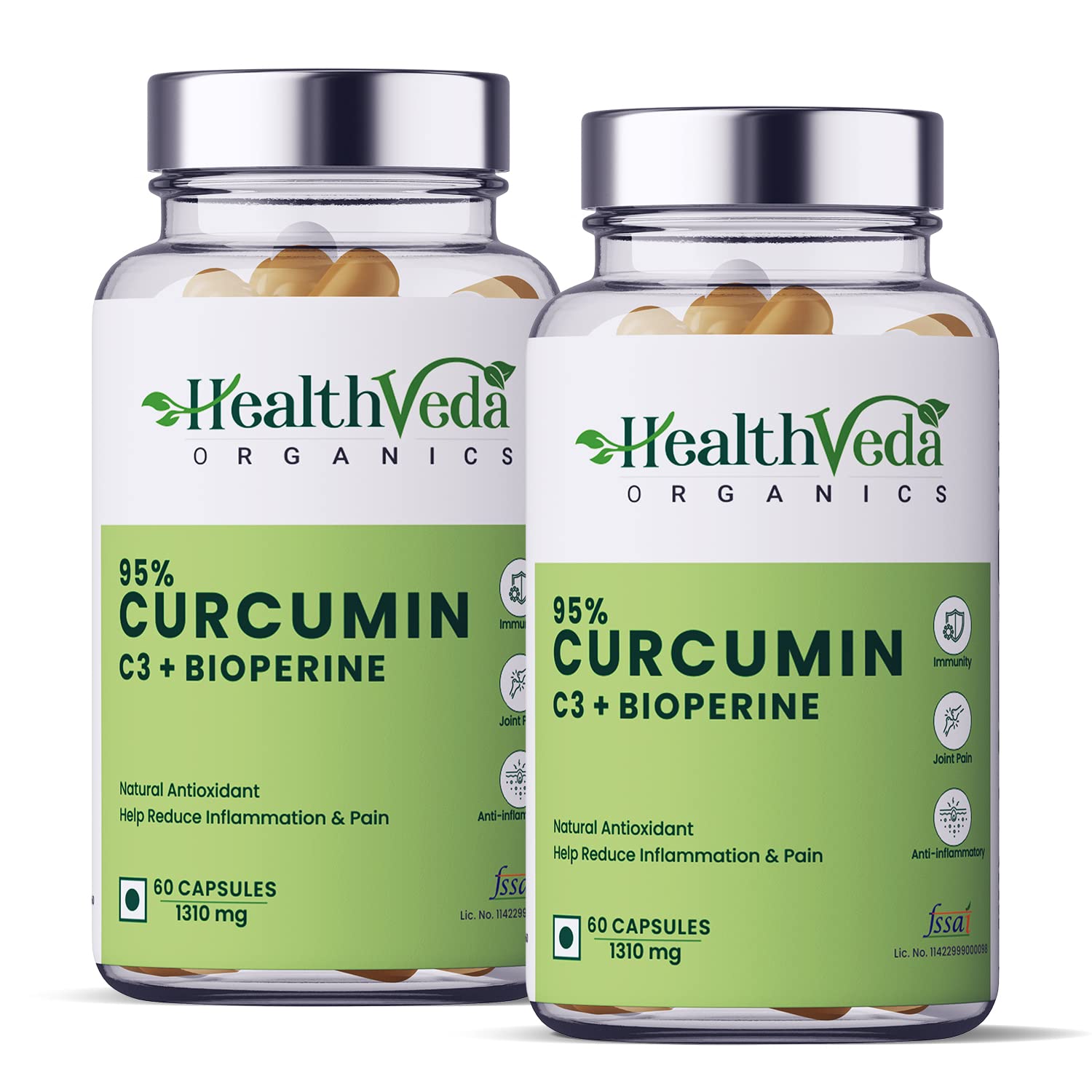 Health Veda Organics Curcumin C3 + Bioperine Supplements, 1310 Mg | 120 Veg Capsules | Supports Joint & Muscle Health | Boost Immunity | For Men & Women (Pack of 2) (B0C6H78NLP) Amazon Price History, Amazon Price Tracker