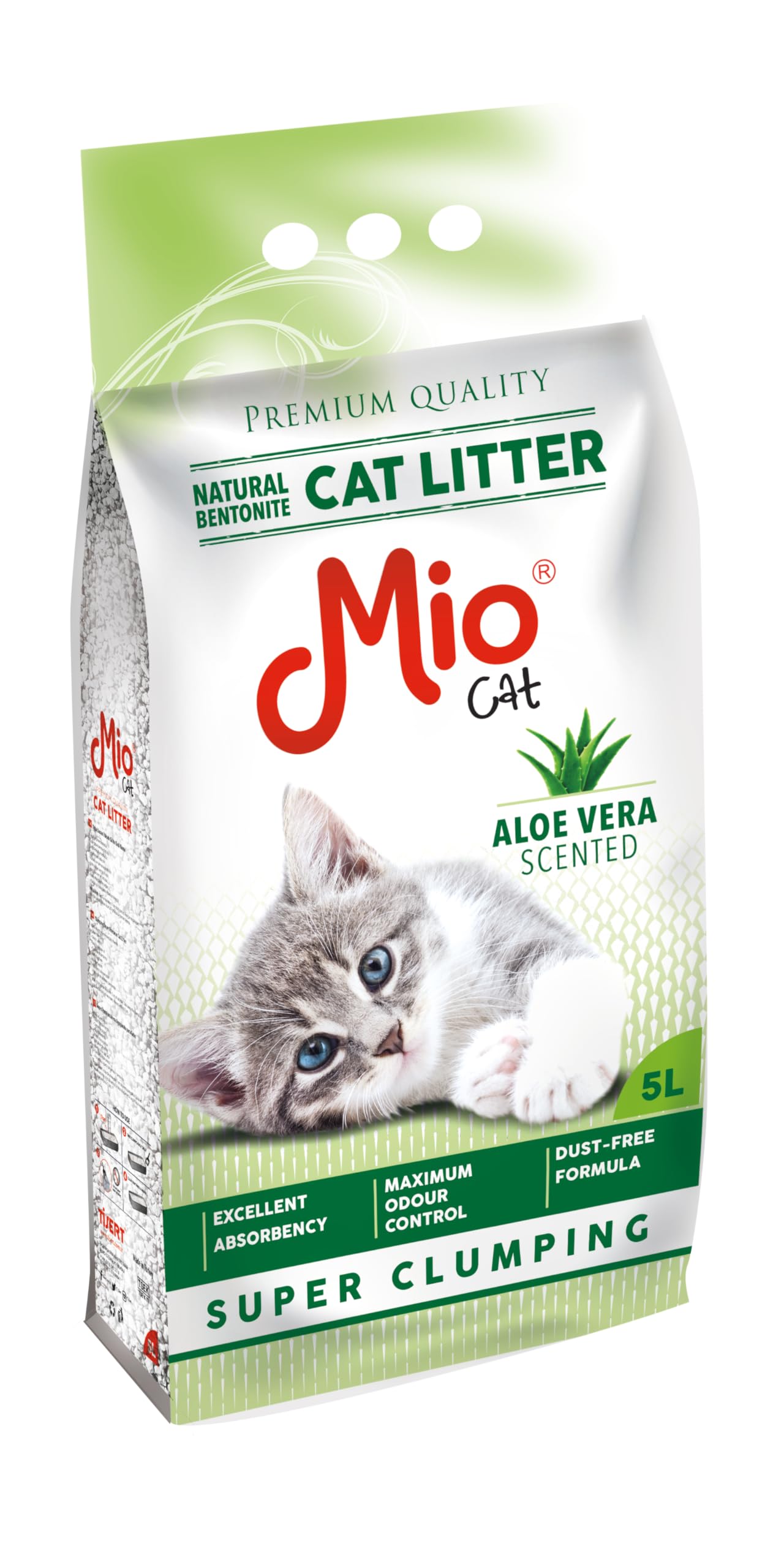 Mio Kedi Kumu, 5 lt. Aloe Vera Kokulu Bentonit, İnce