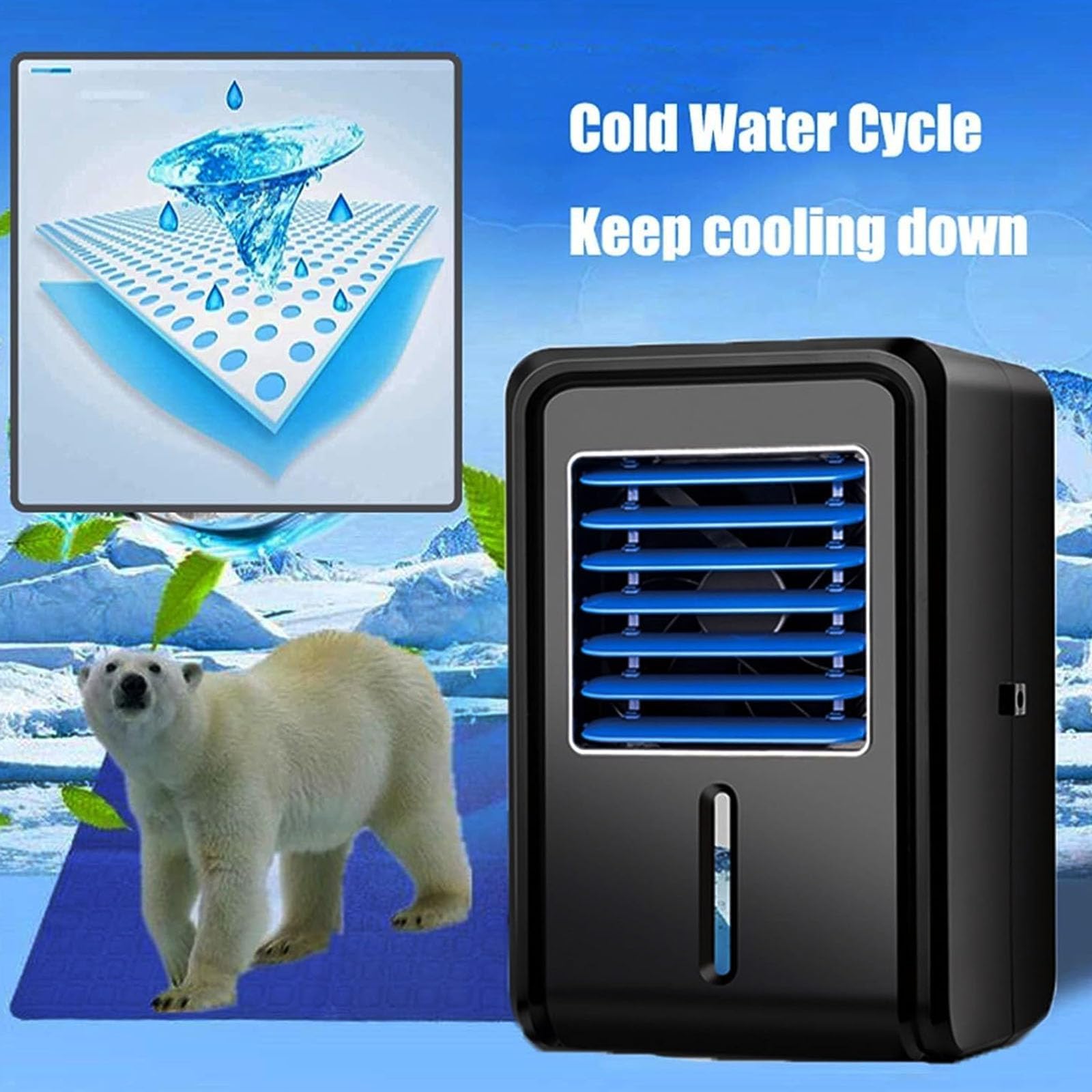 Colchoneta de Refrigeración por Agua, Sistema de Acondicionamiento de Cama de 2,5 L con Ventilador Ajustable de 4 Velocidades y Control Remoto, Cubierta Eléctrica Refrigerante para Cama para 160*70cm