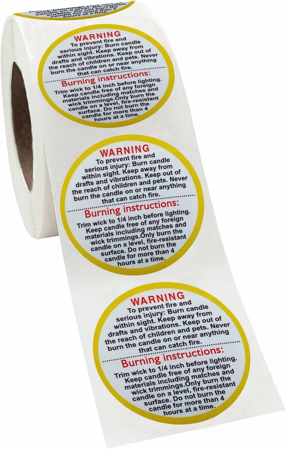 500pcs Candle Warning Stickers 1.5 inch Candle Safety Labels,Waterproof Wax Stickers for Candle Jars Tins and Containers Candle Making Supplies (Yellow)
