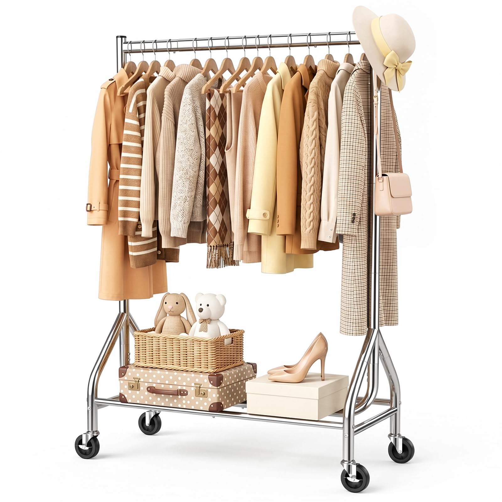 EAGMAK Heavy Duty Clothes Rack Load 268 LBS, 31.5 inch Hanging Rod, Silver