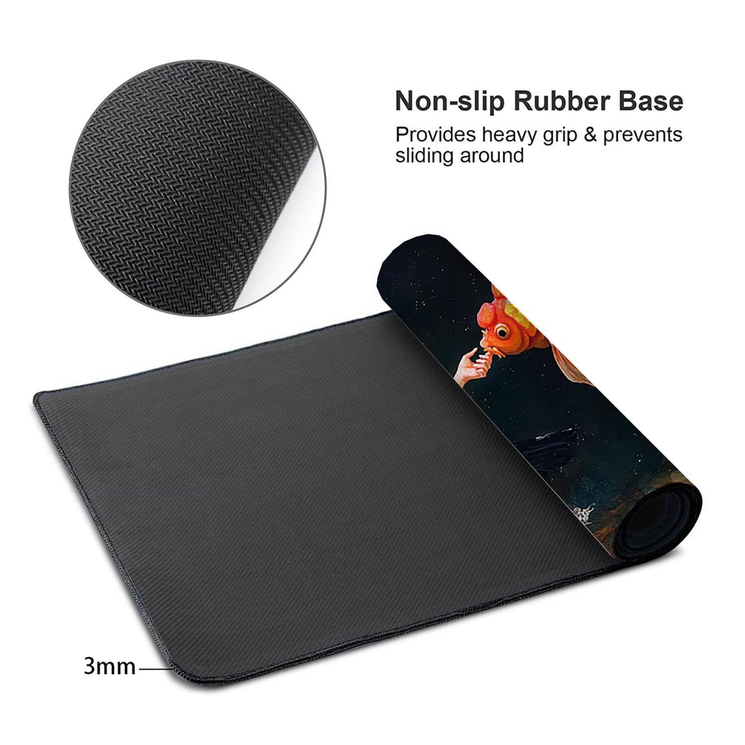 Tappetino per Mouse XXL 1200 x 600 mm Tappetino Mouse Gaming Grande, Mousepad con Base in Gomma Antiscivolo, Tappeto per Tavolo da Gaming per Mouse e Tastiera, Accessori PC (Ragazza Pesce d'oro) H-644