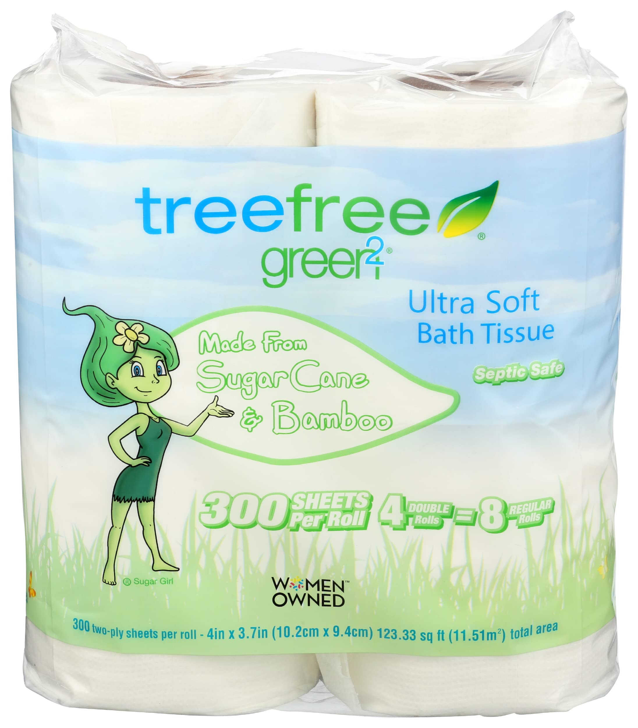 green2 bath tissue 2ply 300 sheet , 4 count (pack of 1)