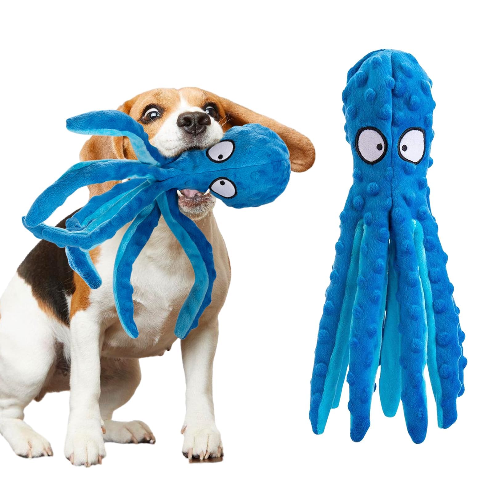 Alphatool Squeaky Dog Toys - Soft Plush Chew Crinkle Puppy Toys to Keep Them Busy, Octopus No Stuffing Interactive Essentials for Teething Small Medium Pets Dogs Gifts - 1pcs