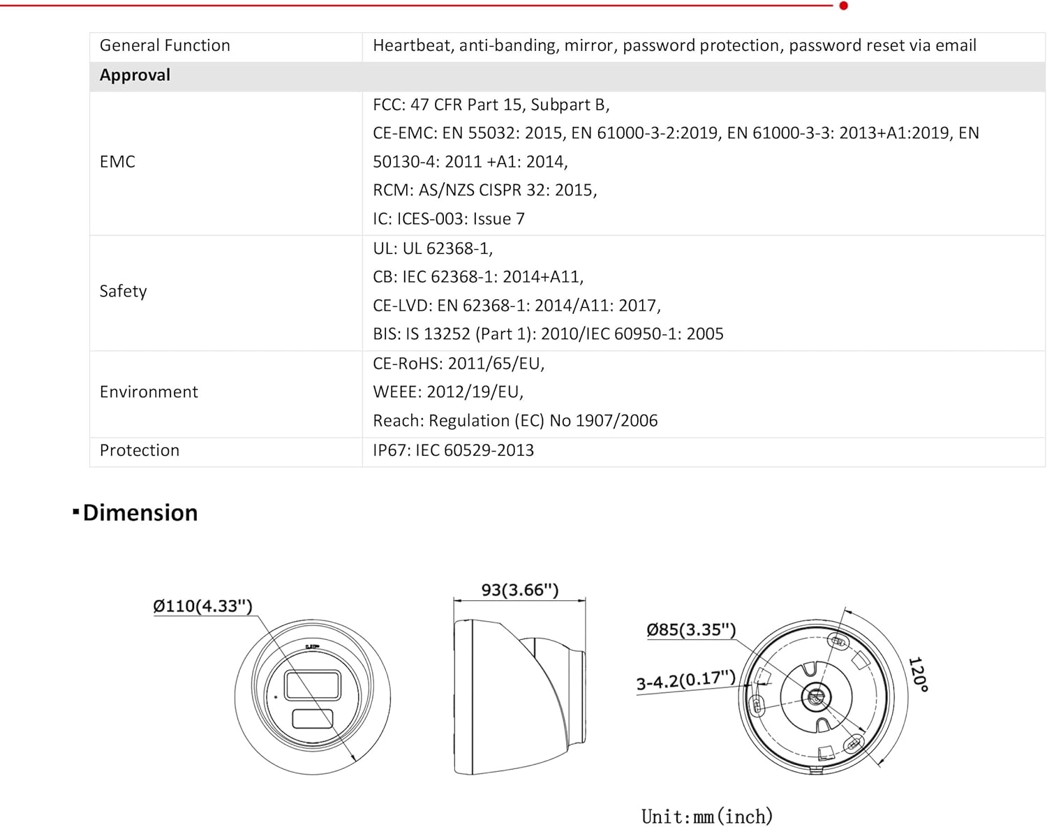 DS-2CD1343G2-LIUF, 4MP POE IP Turret Dome Security Camera with 2.8MM Wide Angle Lens, H.265+ Compression, Built-in microphone, Support Human and Vehicle Detection, Up to 100ft Distance, IP67 Outdoor