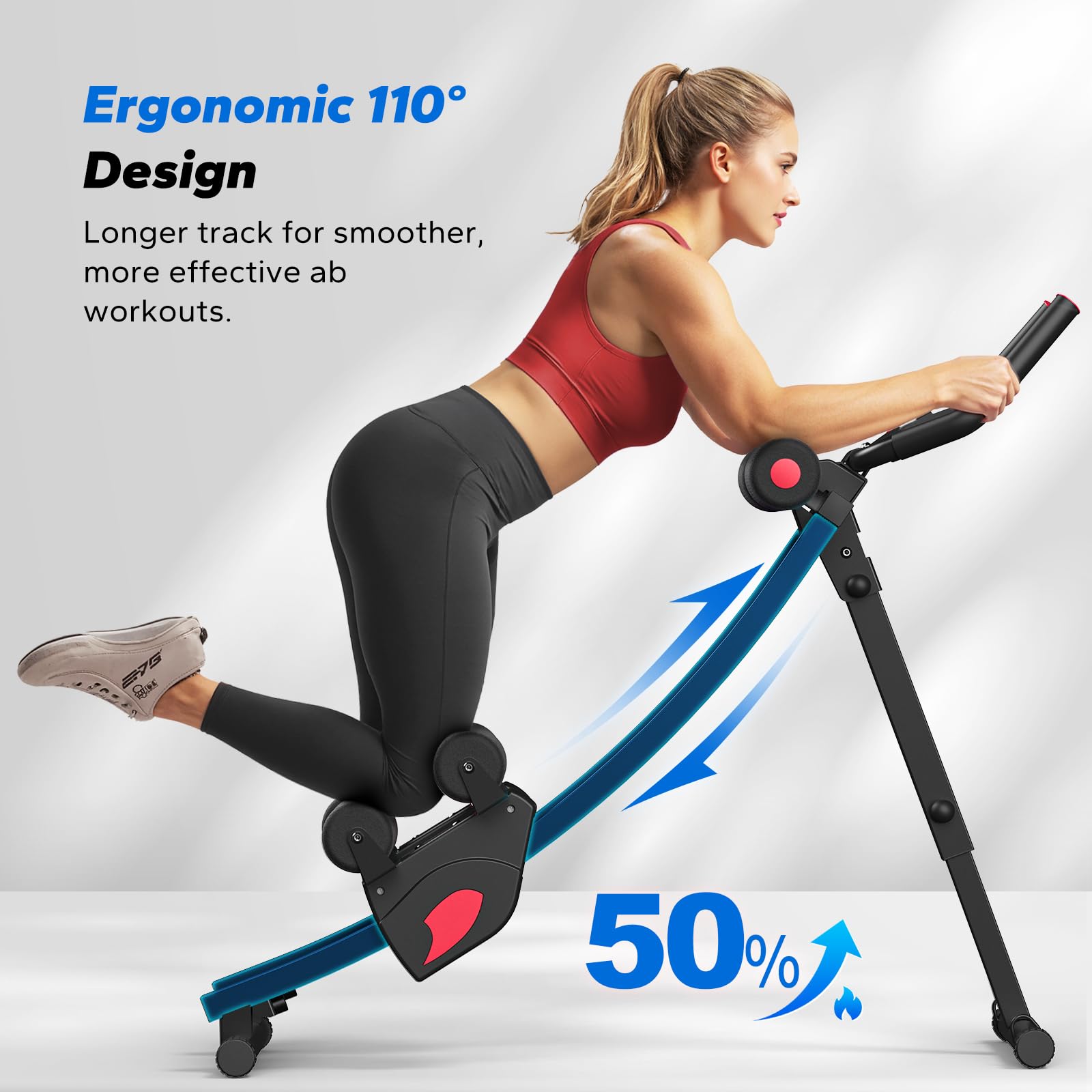 MERACH Ab Machine, Adjustable Ab Trainer Machine, AB Workout Equipment for Home Gym, Independent Dual Tracks for Mountain Climber, Foldable for Home Exercise, Load Capacity 440 LBS: Ab - Black