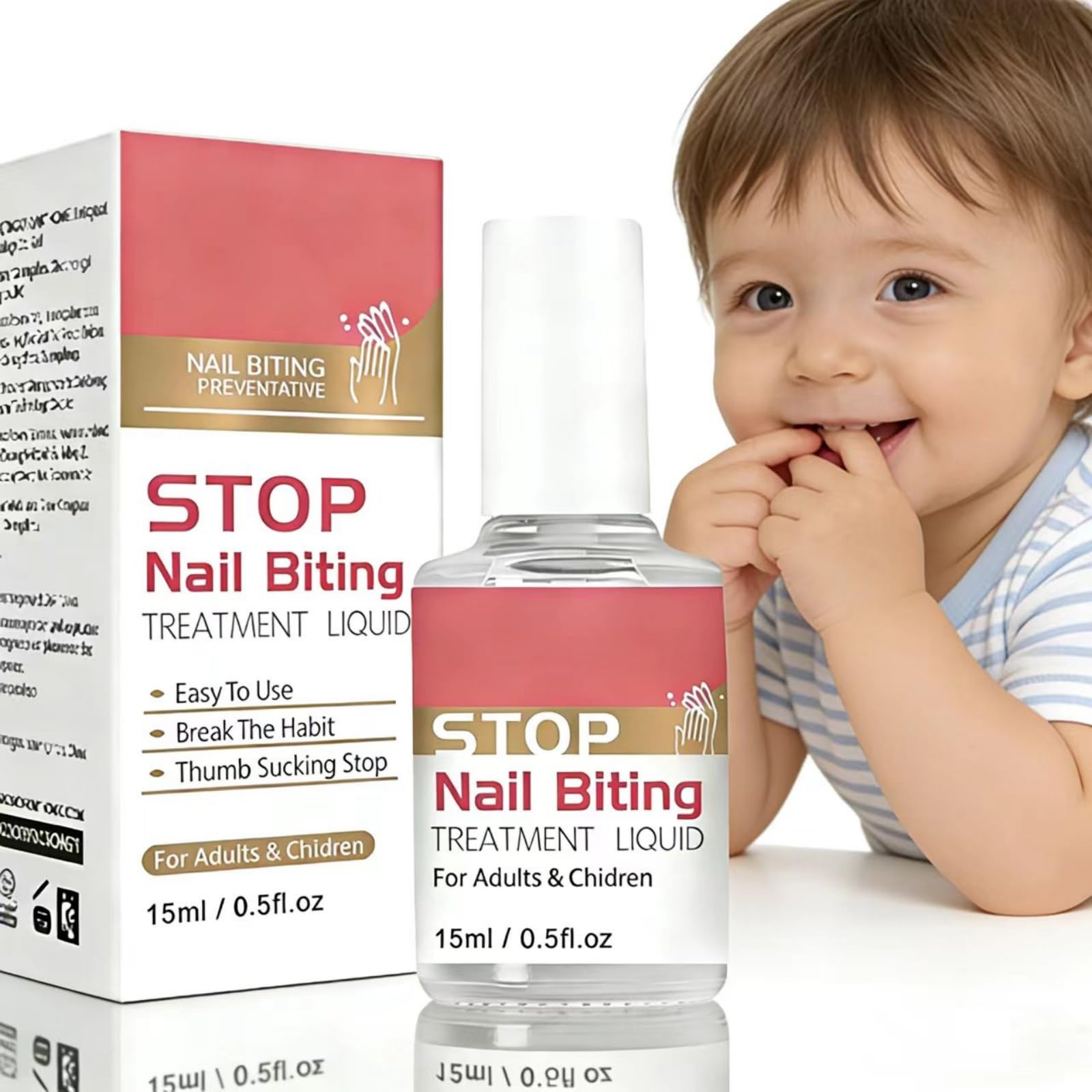 Nail Biting Treatments - Prevention For Kids, Thumb Guard & Prevents Finger Sucking, Safe Bitter Nail Polish Formula, Thumb Sucking Deterrent, Adults To Quit Habit (15 ml)
