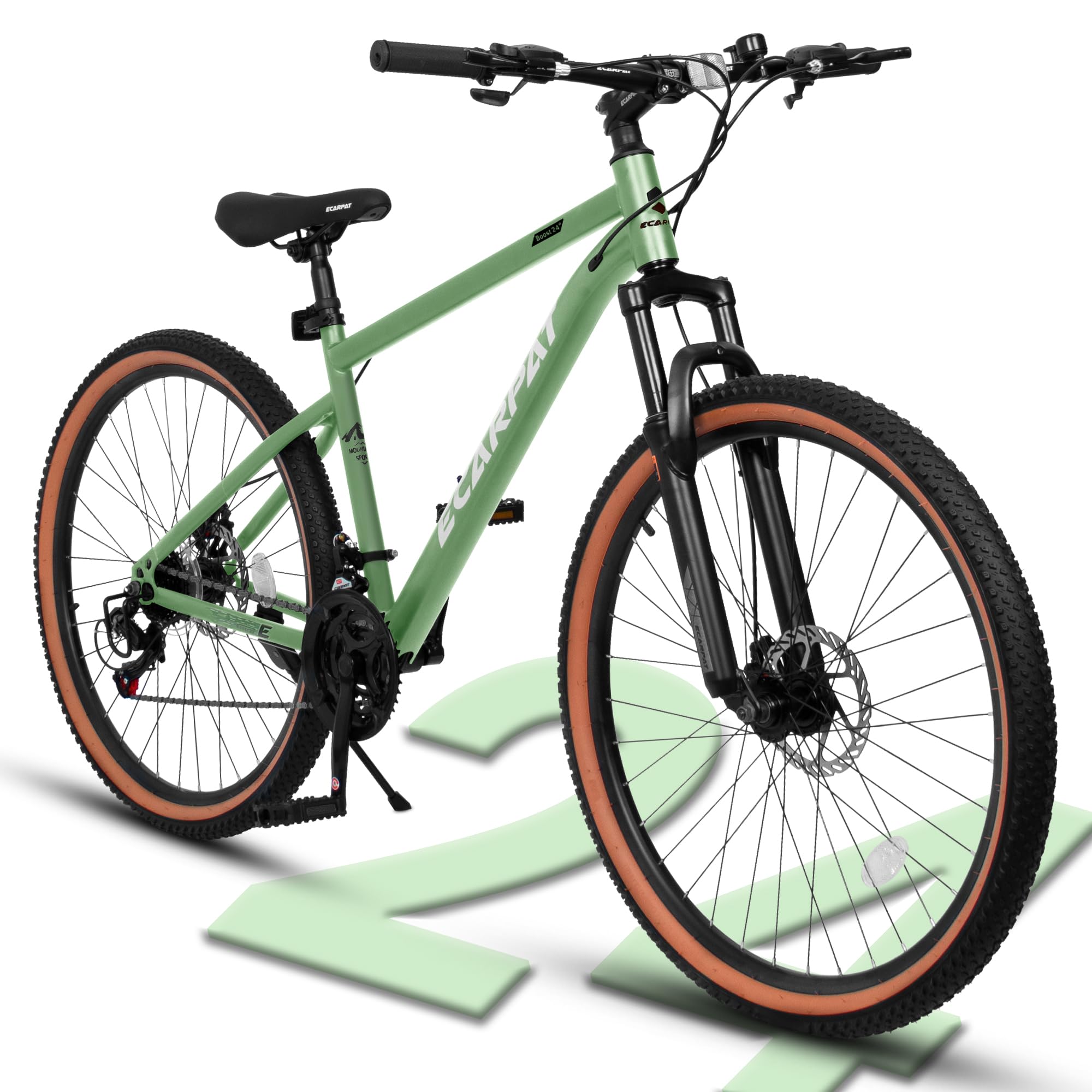 Mountain Bike 24 Inch Wheel, 21-Speed Disc Brakes Thumb Shifter, Carbon Steel Frame Mens Womens Trail Commuter City Snow Beach Mountain Bikes Bicycles