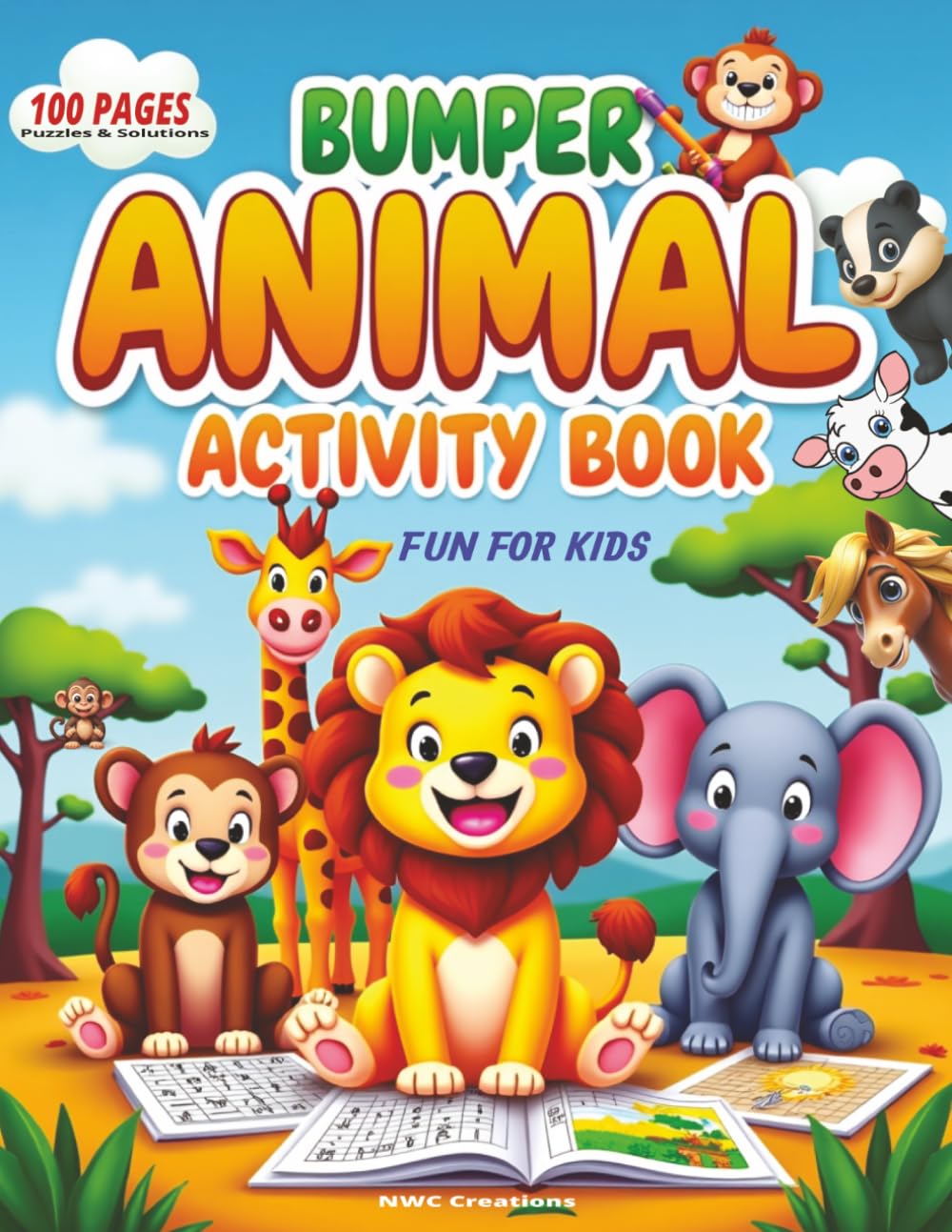 Bumper Animal Activity Book: 100 Pages Puzzles & Solutions, Fun For Kids (Animal Activity Book Series)