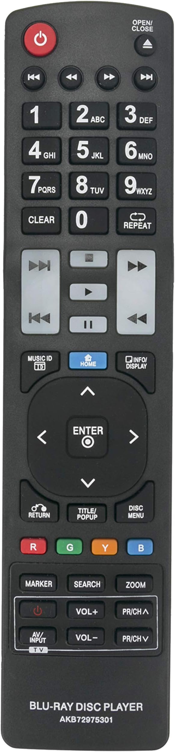 AKB72975301 Replacement Remote Control Compatible with LG BluRay Disc