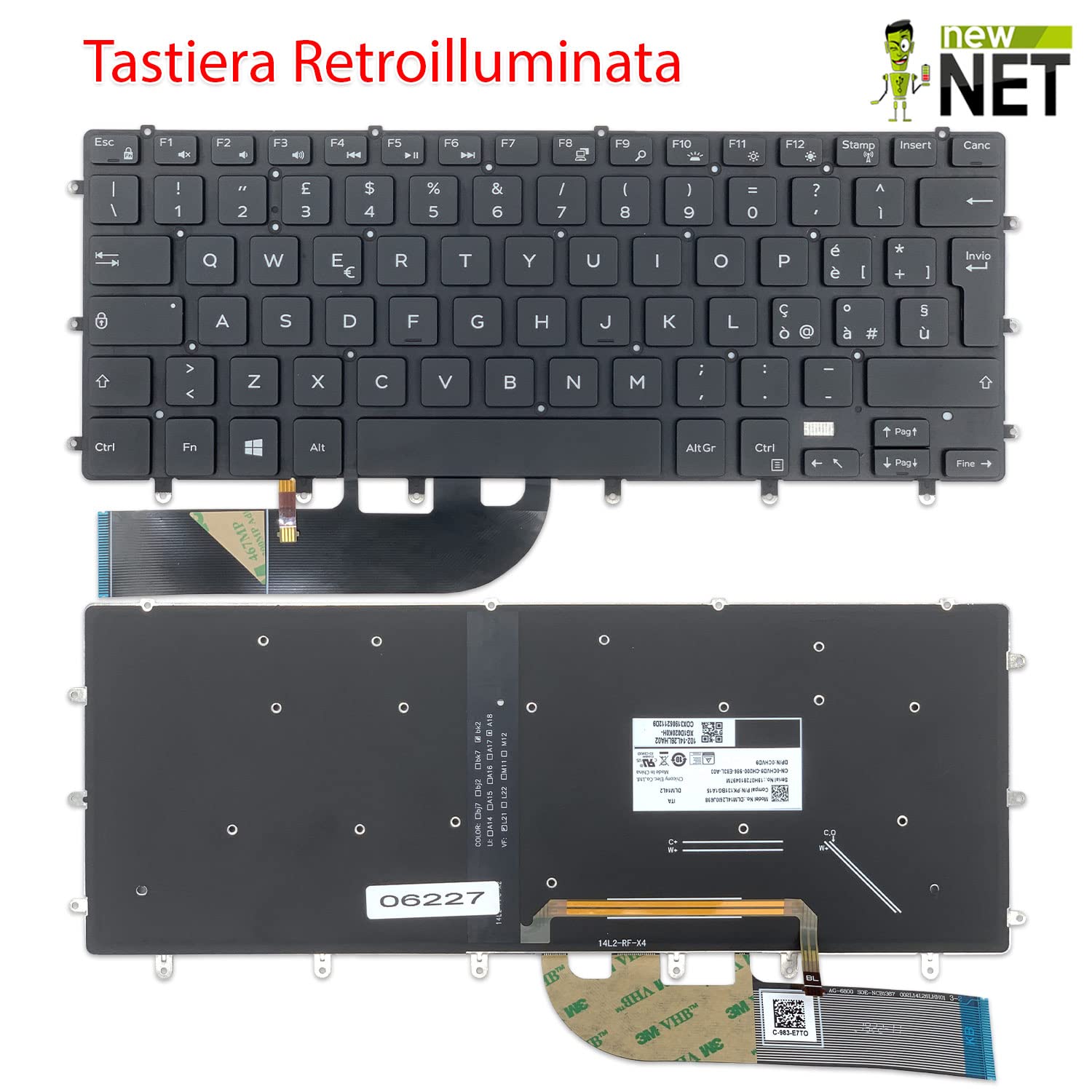 new net - Keyboards - Tastiera Italiana Compatibile con Notebook dell Precision 5520 5530 5540 5510[ Senza Frame - Retroilluminata - Layout ITA ]