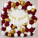 Party Propz Happy Birthday Decoration Kit – 53 Pcs Happy Birthday Banner with Arch Roll, Glue Dots, Golden Balloons, White Balloons, Burgundy Balloons for Decoration(Cardstock) gallery image