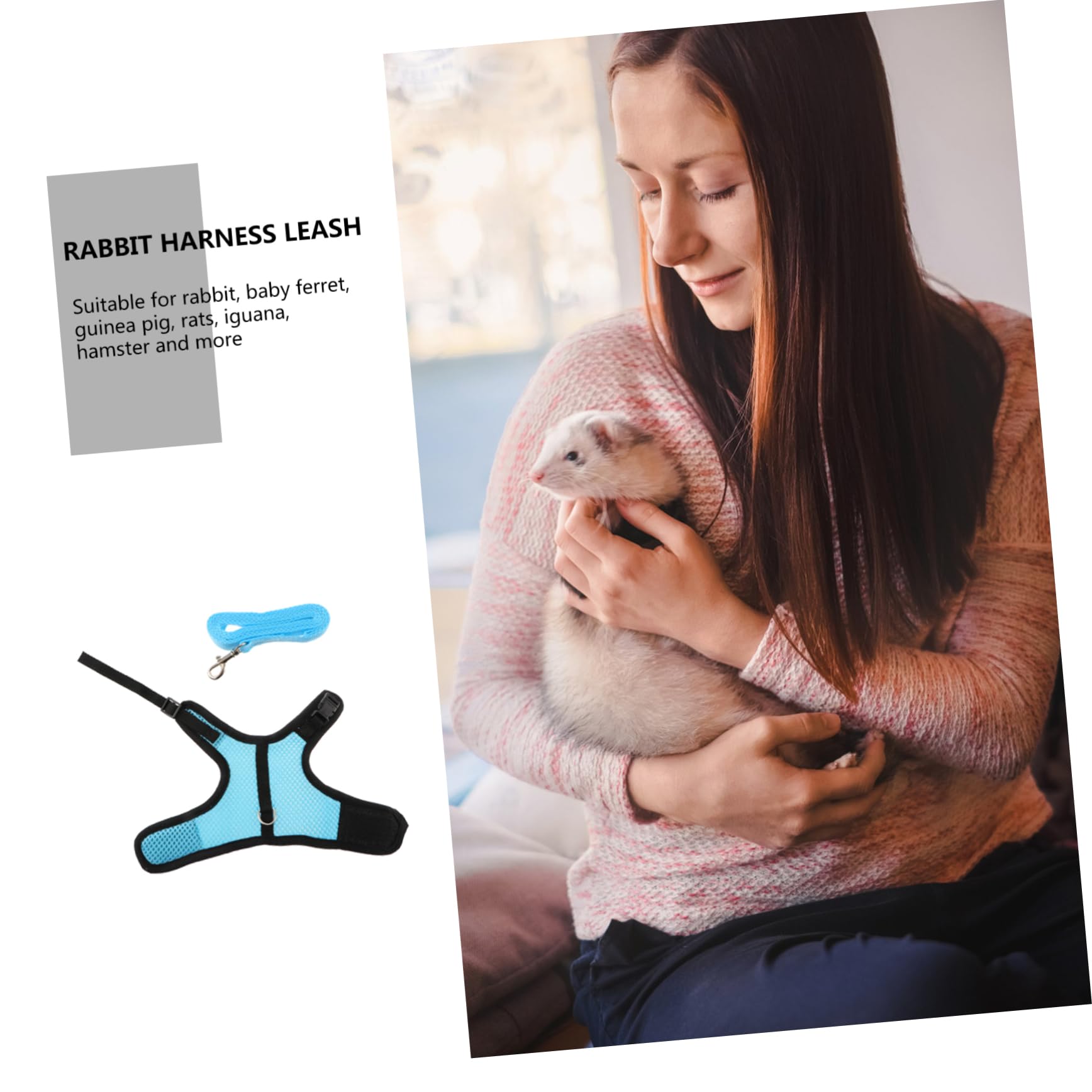 BESPORTBLE 3pezzi e Guinzaglio Per Piccoli Animali Domestici Set Pratico Per Conigli Porcellini e Furetti e Leggera e Resistente Per Passeggiate Quotidiane e Feste