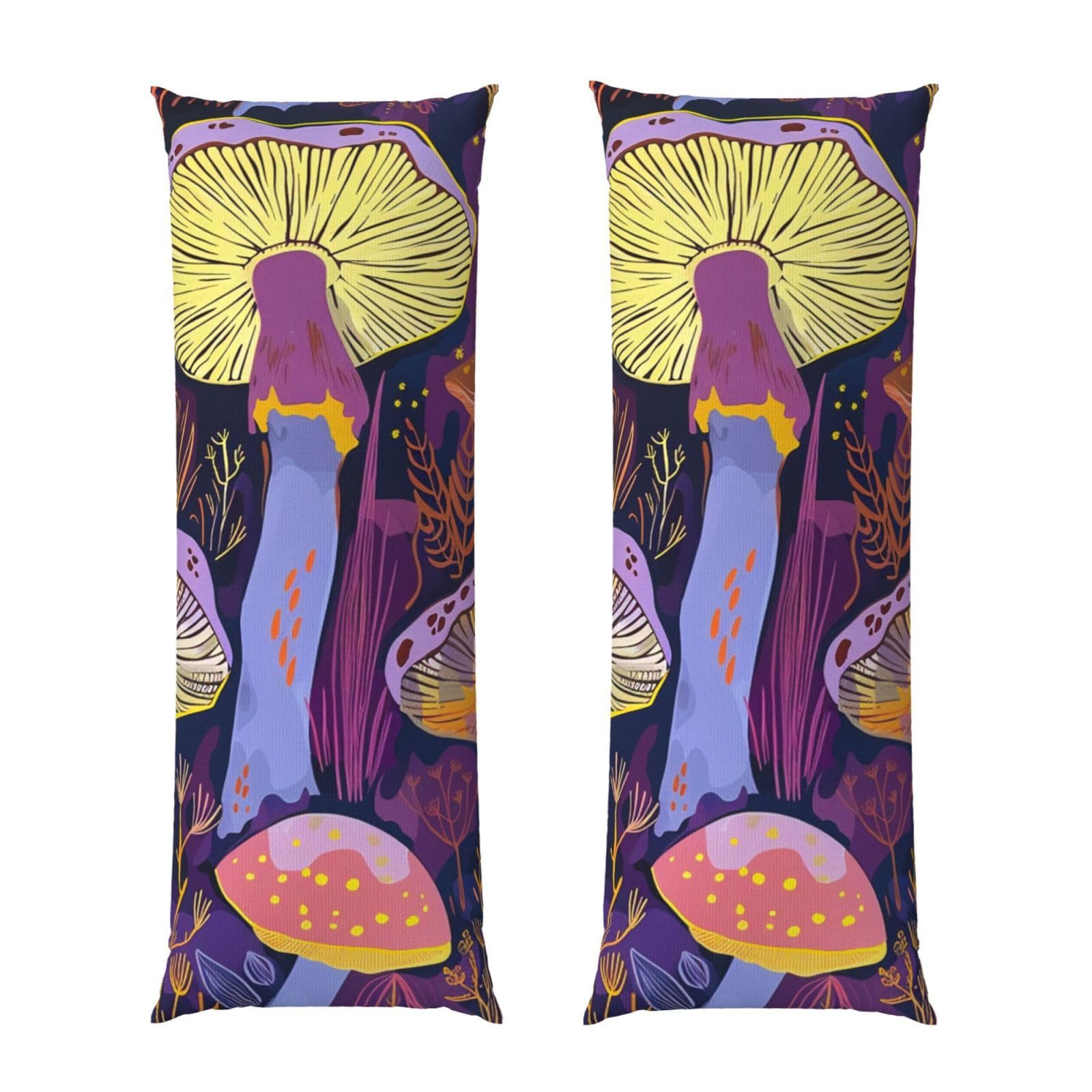 Body Pillow Cover 20x54 Inch, Bright Mushrooms Art Print Long Lumbar Pillow Case with Zipper Long Body Pillowcase Decorative for Bed Sofa Bedroom