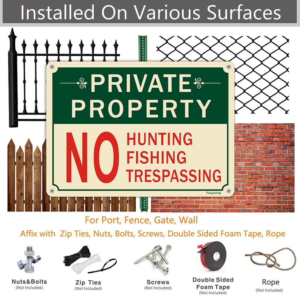 Alu-Schild „Private Property No Fishing“ 35,6x25,4 Cm – Wetterfest, Vorgebohrt, Für Garten & Grundstück