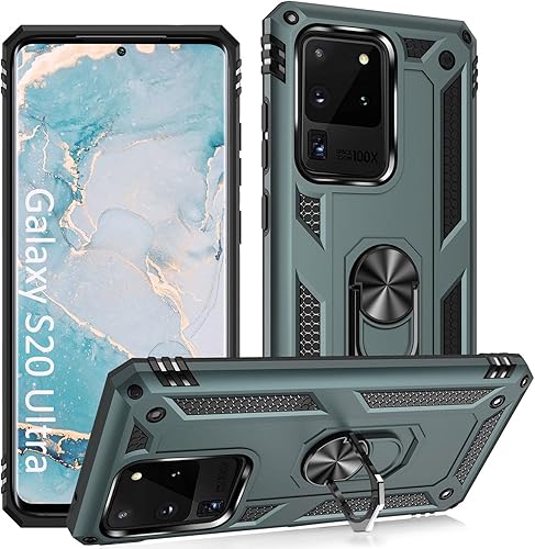 S20 Ultra Funda S20 Ultra 5G, ADDIT grado militar Funda de parachoques antiarañazos, con soporte de anillo para coche para Samsung Galaxy S20