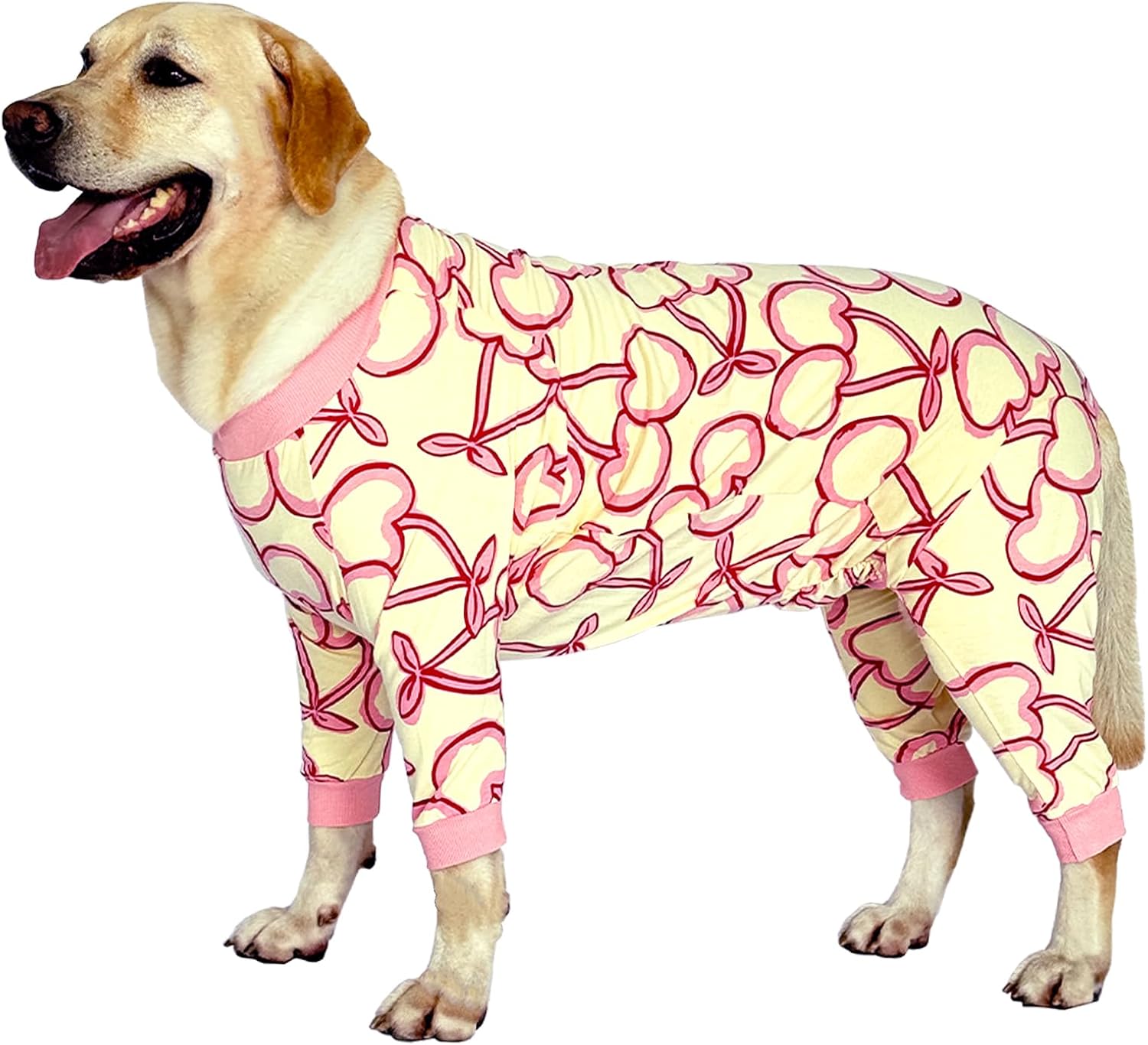 Pijama de Algodón para Perro Grande con Estampado de Cerezas