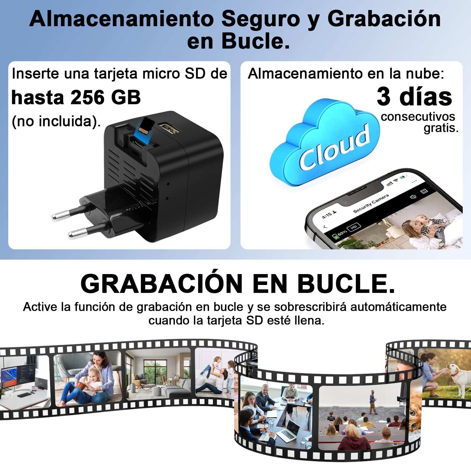 LXMIMI Cámara Oculta WiFi 5G, Cámara Espía con Cargador USB, Mini Cámara Espía Oculta HD 1080P con Detección de Movimiento y Grabación en Bucle para Visualización Remota Mediante Aplicación