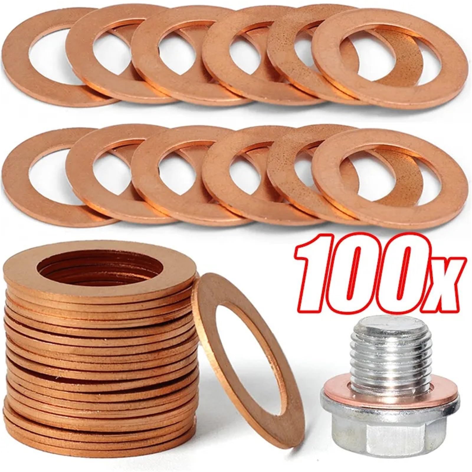 Accesorios reemplazables 94109-14000 M14 Juntas de sellado de drenaje de aceite de motor de automóvil Arandela de aluminio/cobre del cárter de aceite del automóvil(Aluminum Gaskets,30pcs)