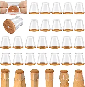 24 Pcs Chair Leg Floor Protectors for Hardwood Floors Silicone Covers to Protect Wood Tile Floors Scratches Felt Pads Furniture Leg Caps No Noise (Fit:0.5"-0.78")