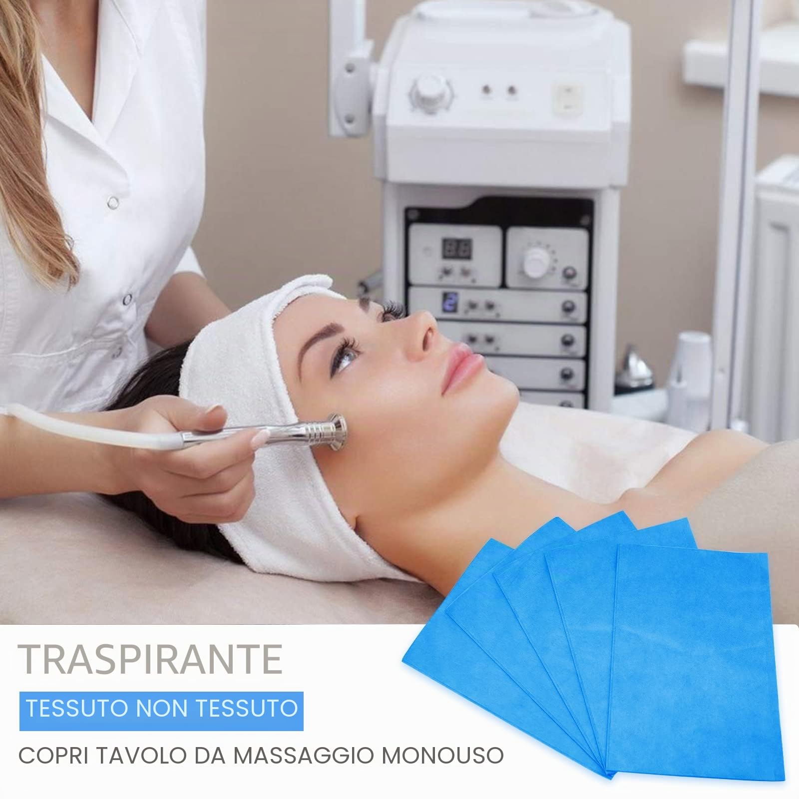 100 lenzuoli usa e getta, per massaggi e getta, per salone di bellezza SPA, letto ospedale, tatuaggio, hotel, 80 x 180 cm (blu)