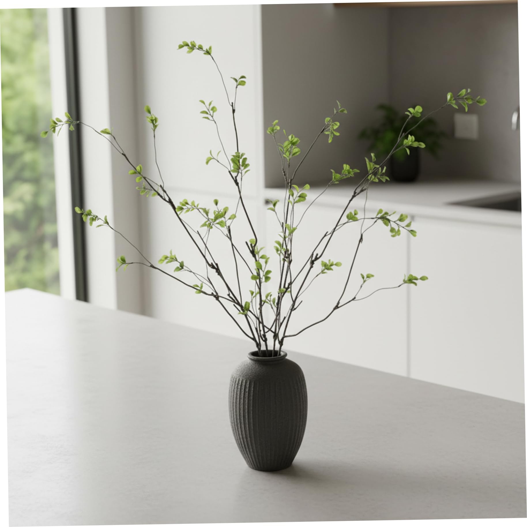 Comebachome 5PCS Stems for Vase, Realistic Touch Faux Greenery Stems, Bendable Ficus Branches for Home Office Wedding Table Centerpiece Decor, for Vase, Faux for