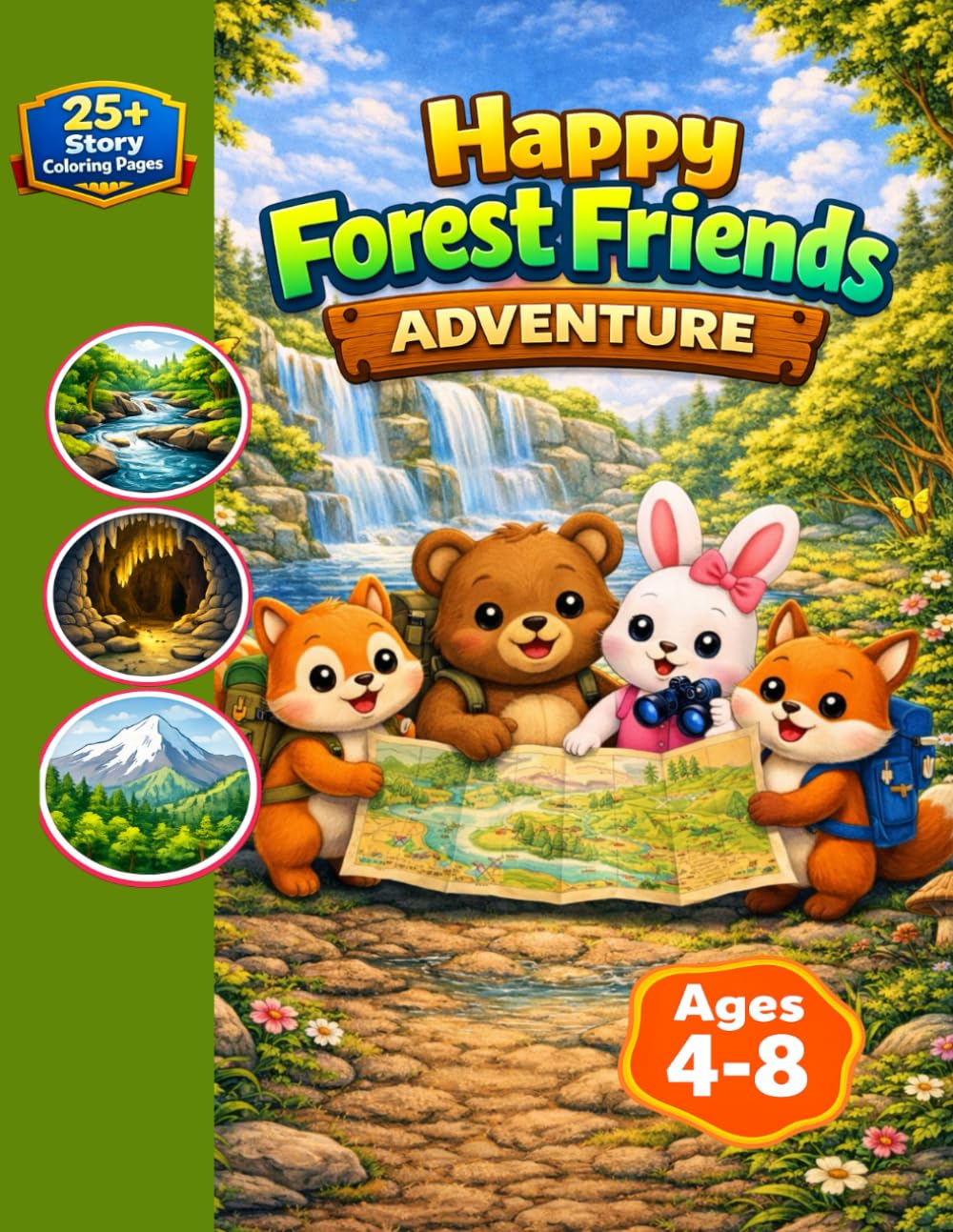 Happy Forest Friends Adventure: A Story Coloring Book for Kids Ages 4-8: Featuring Sunny, Benny, Rosie, and Felix