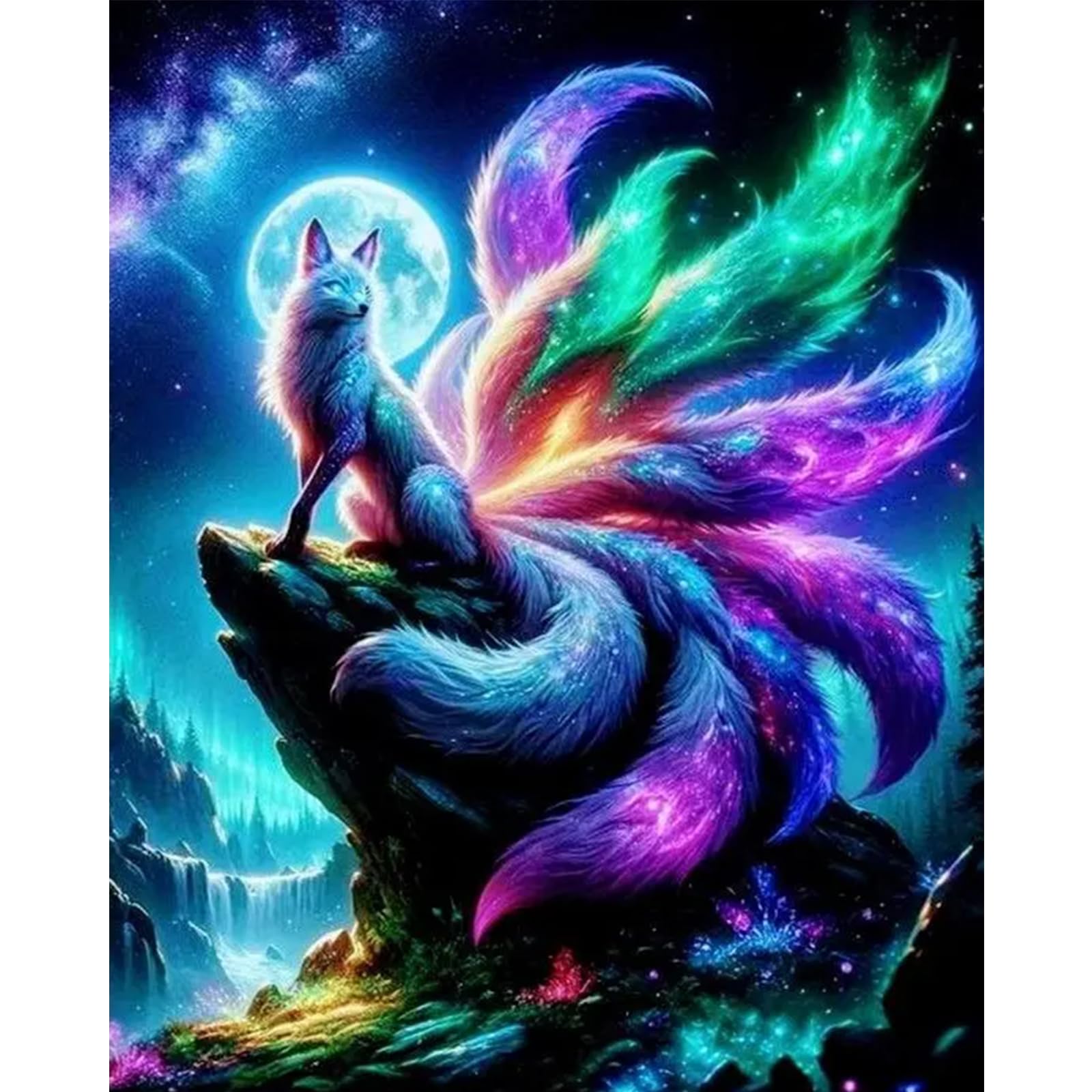 POETRYDRAW Fox Full DIY 5D Round Drill Diamond Art Painting Gem Art for Adults/Beginners Gift Idea Home Decor Diamond Art Paintings Picture Arts Craft 15.75x19.69in