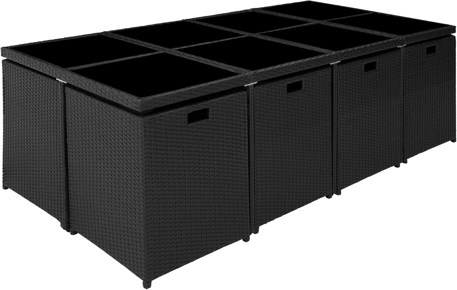 Image showing the tectake garden furniture set covered with its protective cover.