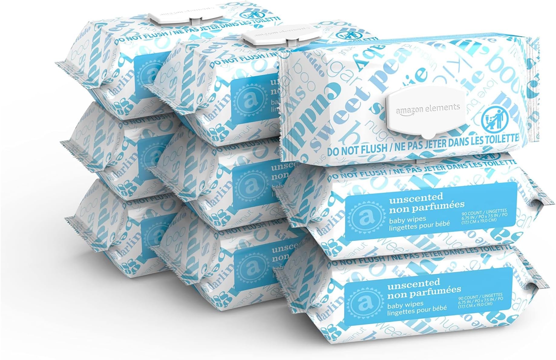 Baby Wipes, Unscented, Hypoallergenic, Alcohol-Free, With Aloe and Vitamin E, 810 Count, Flip-Top Packs